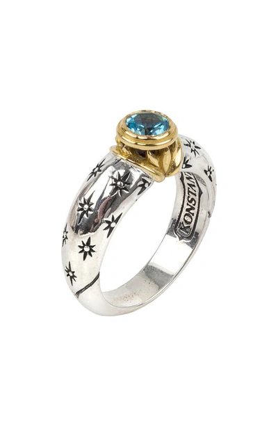 Konstantino Tiger's Eye Ring In Silver/ Gold/ Aquamarine