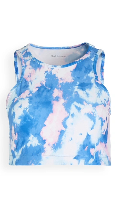 Year Of Ours Claudia Tie-dyed Stretch Sports Bra In Blue