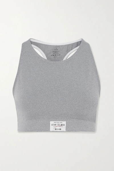 Adam Selman Sport Racer Cropped Stretch Top In Gray