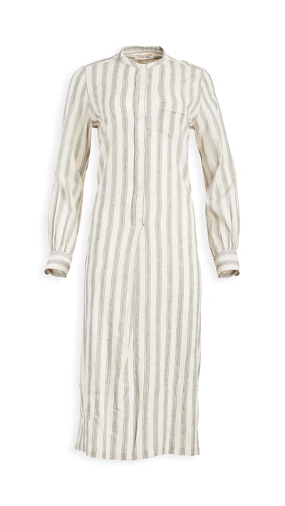 Nili Lotan Malia Striped Cotton And Linen-blend Midi Shirt Dress In Black/white