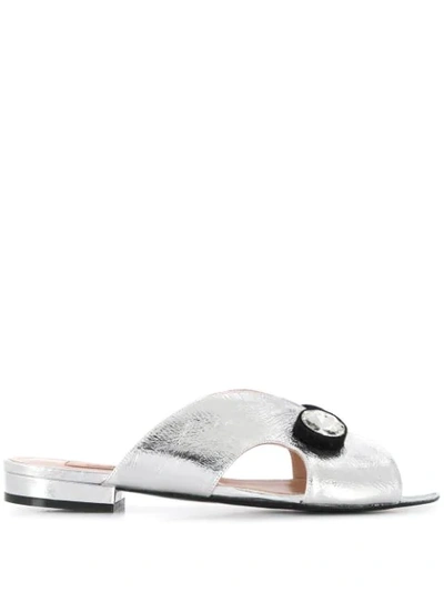 Coliac Crystal Embellished Sandals In Silver