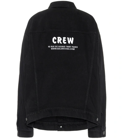 Balenciaga Crew Oversized Denim Jacket In Black