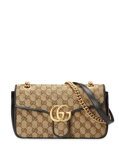 Gucci Neutral Gg Marmont Small Leather Shoulder Bag In Neutrals