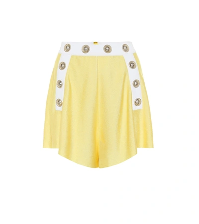 Balmain High-rise Knit Shorts In Yellow