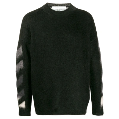 Pre-owned Off-white  Brushed Mohair Diag Arrows Knit Sweater Black