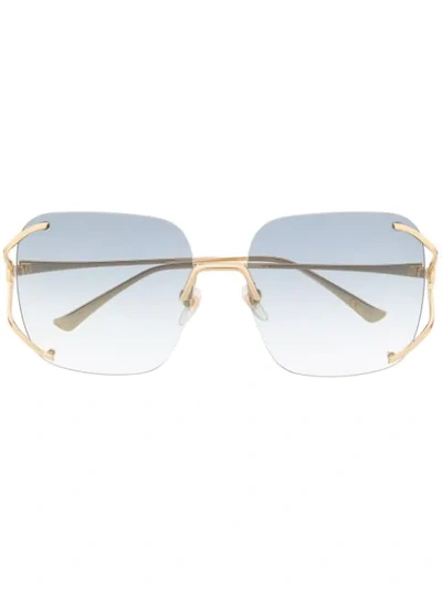 Gucci Rimless Square-frame Metal Sunglasses In Green