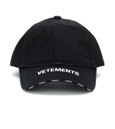 Vetements Logo-embroidered Cotton-canvas Baseball Cap In Black