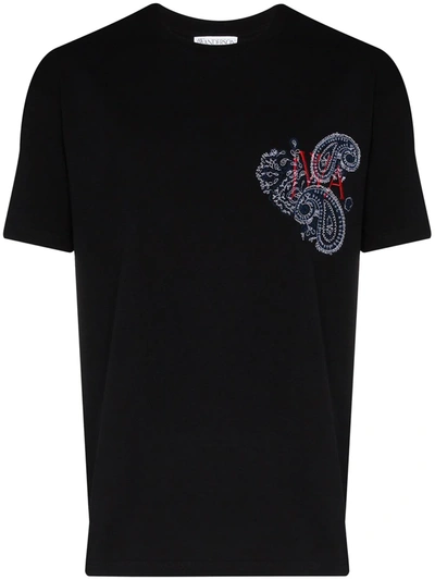 Jw Anderson Embroidered-logo Short-sleeve T-shirt In Black
