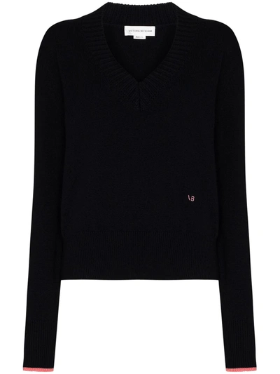 Victoria Beckham Cashmere V-neck Sweater In Blue/pink