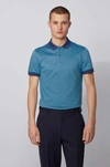 Hugo Boss - Slim Fit Polo Shirt In Micro Patterned Cotton - Dark Blue