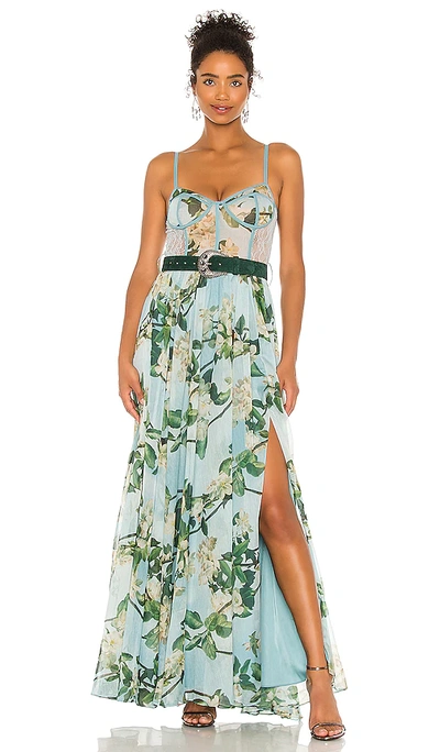 Patbo Floral Bustier Belted Maxi Dress In Sky