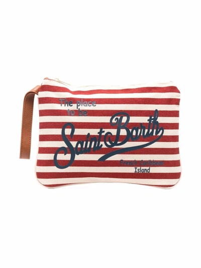 Mc2 Saint Barth Kids' Parisienne Striped Pouch In Red