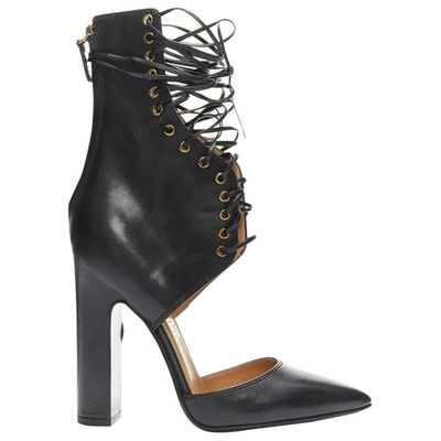 Pre-owned Ferragamo Leather Lace Up Boots In Black