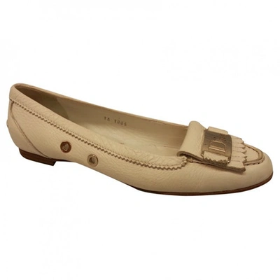 Pre-owned Dior Leather Ballet Flats In White
