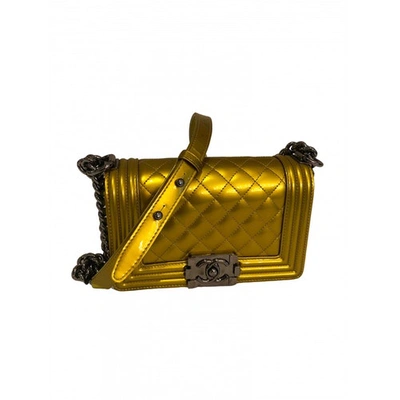 Pre-owned Chanel Boy Yellow Patent Leather Handbag