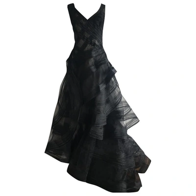 Pre-owned Zac Posen Silk Maxi Dress In Black
