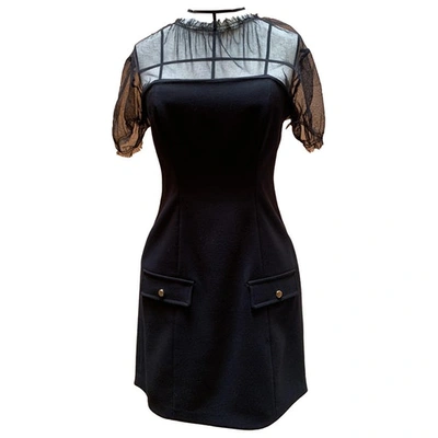 Pre-owned Elisabetta Franchi Wool Mid-length Dress In Black