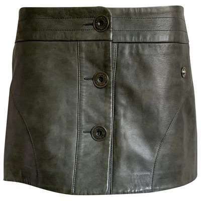 Pre-owned John Richmond Leather Mini Skirt In Grey