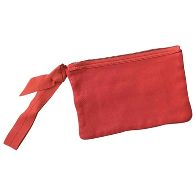 Pre-owned Lanvin Leather Clutch Bag In Red