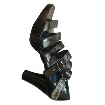 Pre-owned Jil Sander Patent Leather Sandals In Black