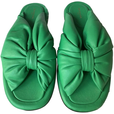 Pre-owned Balenciaga Leather Mules In Green