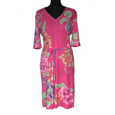 Pre-owned Leonard Silk Mid-length Dress In Pink