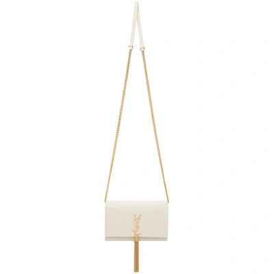 Saint Laurent Off-white Kate Tassel Chain Wallet Bag In 9207 Vintwh