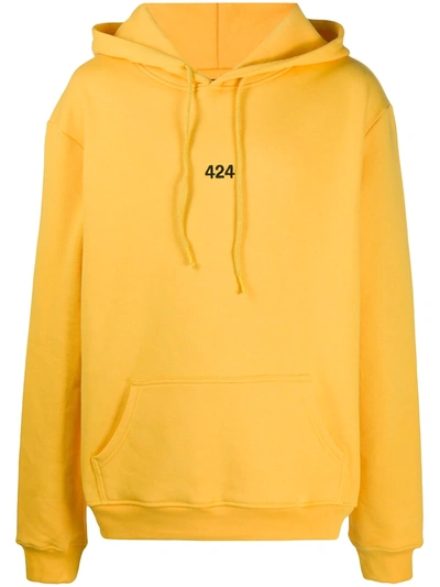 424 Kapuzenpullover Mit Logo-stickerei In Yellow