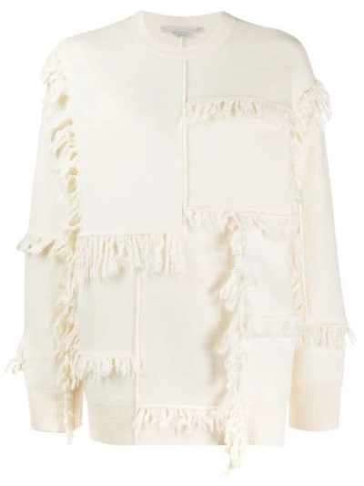 Stella Mccartney Fringed Wool Sweater In White