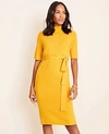 Ann Taylor Petite Mock Neck Belted Sweater Dress In Yellow Gold