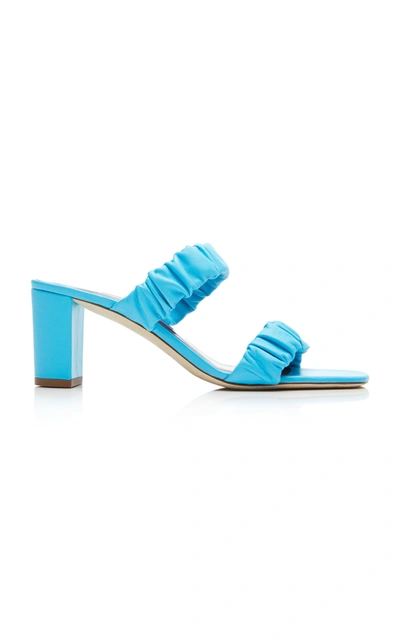 Staud Women's Frankie Ruched Leather Mules In Blue