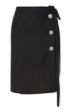 Prada Kid Mohair Midi Skirt With Jewel Buttons In Black