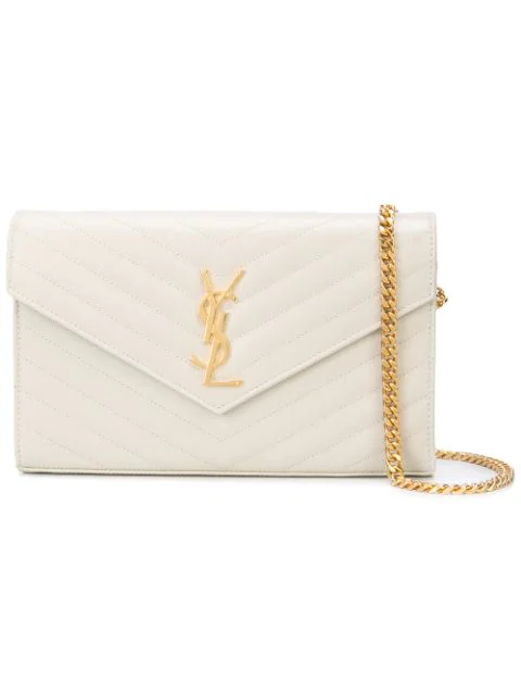 saint laurent medium monogram mattelasse leather chain wallet