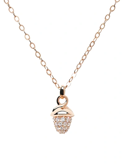 Tamara Comolli Mikado 18k Rose Gold & Diamond Pavé Acorn Pendant Necklace