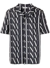 Valentino Vltn Times Print Cotton Bowling Shirt In Black