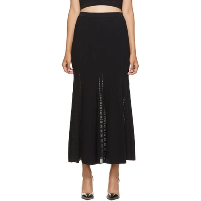 Alexander Mcqueen Viscose Blend Knit Midi Skirt In Black