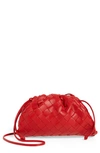 Bottega Veneta Small The Pouch Leather Clutch In Bright Red/ Silver