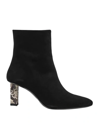 Staud Brando Snake-effect Leather-trimmed Suede Ankle Boots In Black