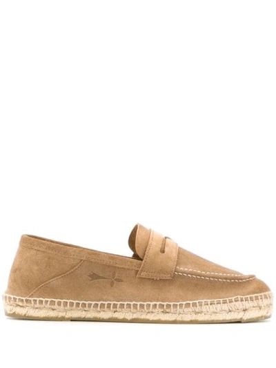 Manebi Suede Loafer Espadrilles In Beige