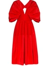 Alexander Mcqueen Flared Midi Dress In Red