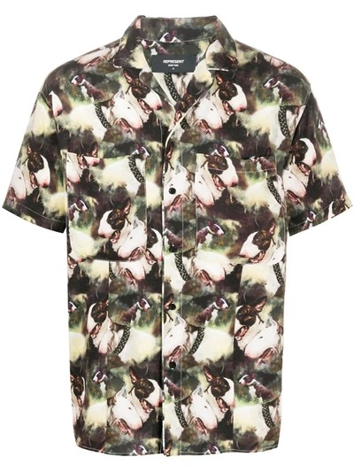 Represent Short Sleeve Camouflage Print Shirt In Multicolor