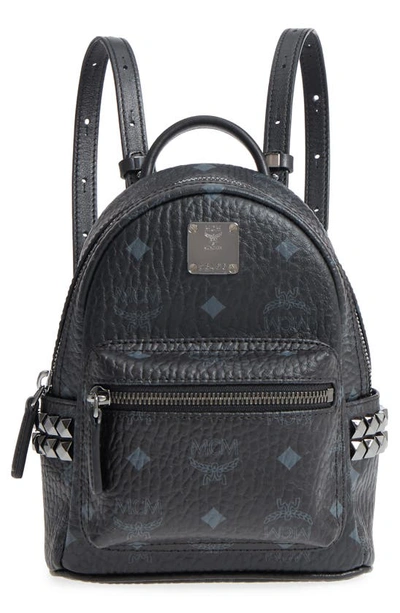 Mcm 'x-mini Stark Side Stud' Convertible Backpack - Black In Black | Black