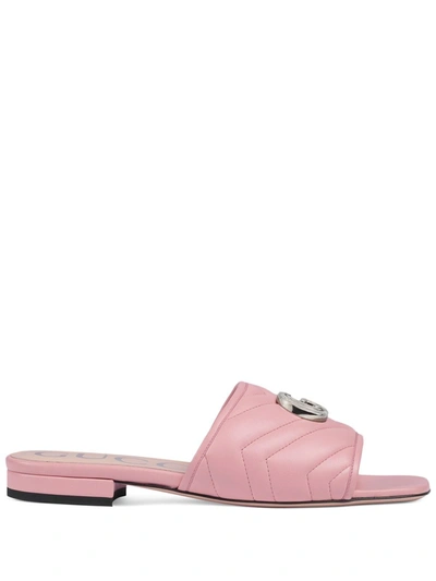 Gucci Marmont Leather Sandals In Pink
