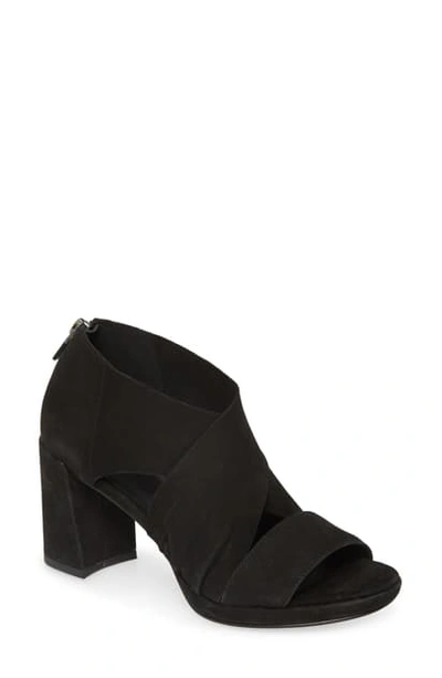 Eileen Fisher Marla Sandal In Black Nubuck Leather