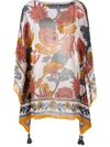 Tory Burch Tasseled Printed Cotton And Silk-blend Kaftan In Orange Wonderland Vine