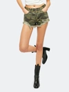 Free People Loving Good Vibrations Camo Print Denim Shorts