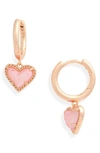 Kendra Scott Ari Heart Huggie Hoop Earrings In Pink Drusy