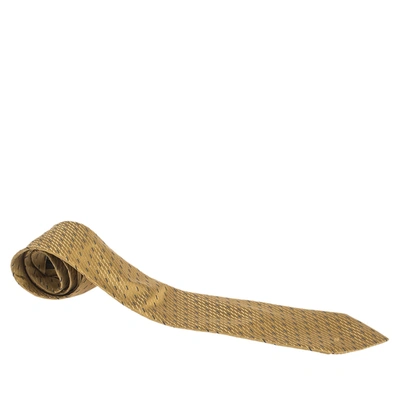 Pre-owned Valentino Garavani Mustard Yellow Diagonal Pattern Traditional Silk Tie