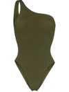 Hunza G Nancy Nile One-shoulder One-piece Swimsuit In Green