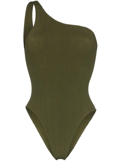 Hunza G Nancy Nile One-shoulder One-piece Swimsuit In Green